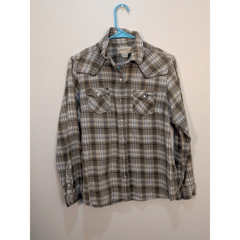 Canyon Guide Outfitters Men's Flannel Long Sleeve Button Up Shirt Size L Green